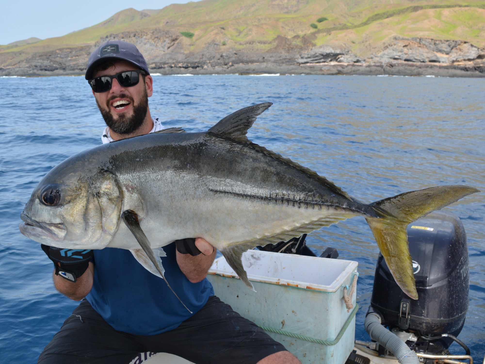 Horse-eye Jack (Caranx latus) auf Popper vor den Kapverden, Cabo Verde